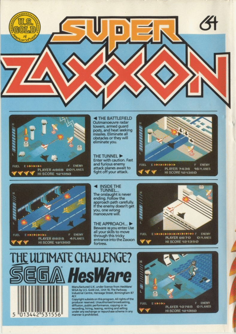 Super Zaxxon box art for Commodore 64